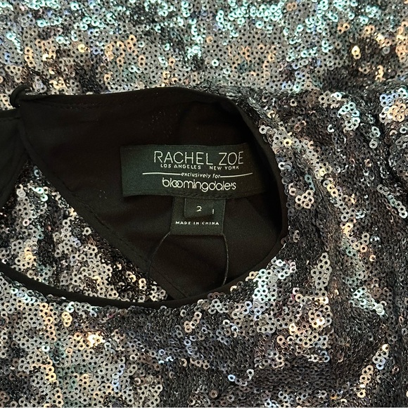 NWT Rachel Zoe Silver Sequin Karlee Backless Long-Sleeve Mini Dress- Size 2 - Picture 9 of 12